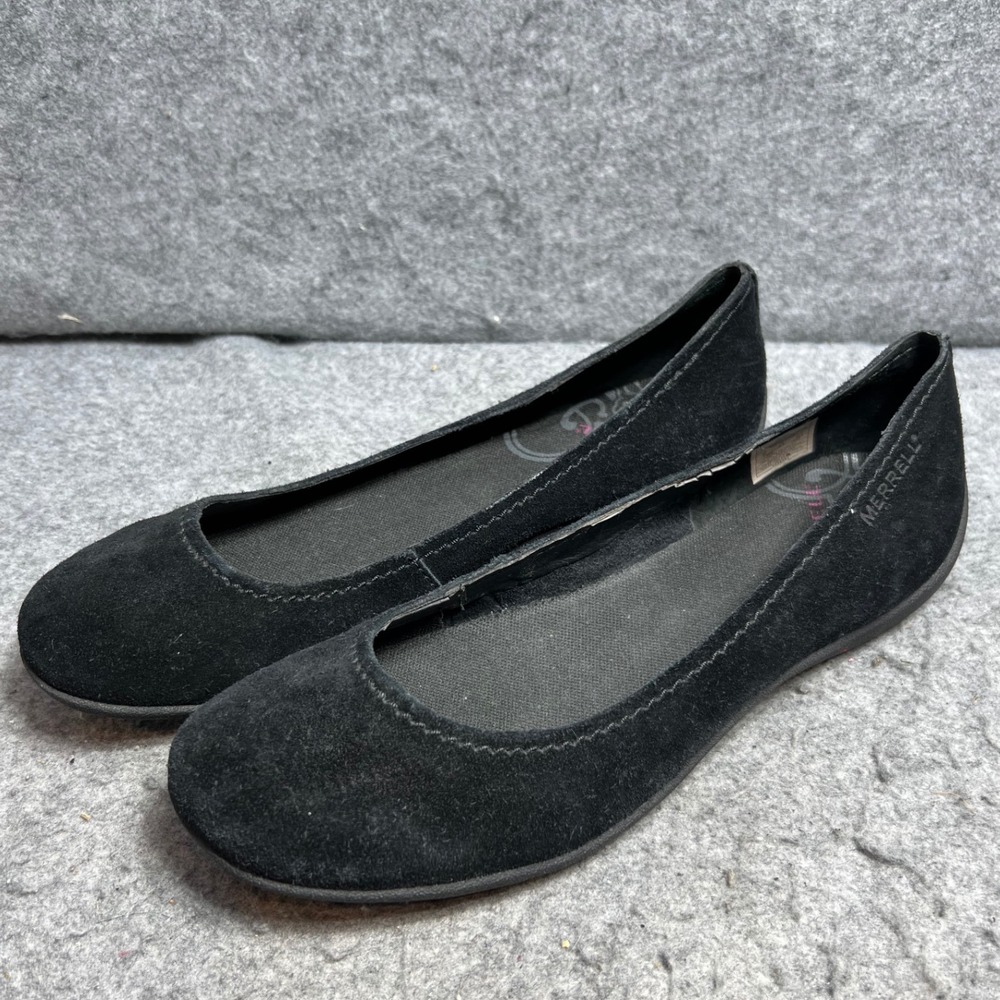 Merrell Womens Black Suede Ballet Flats Slip On Comfort Shoes Size 11